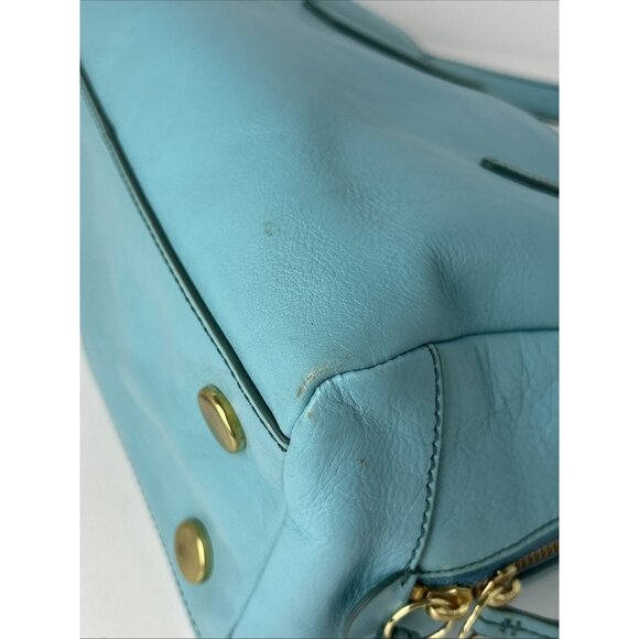 FOSSIL Sydney Leather Satchel Blue Hand Bag *missing Shoulder Strap* Cow Hide - Picture 5 of 10